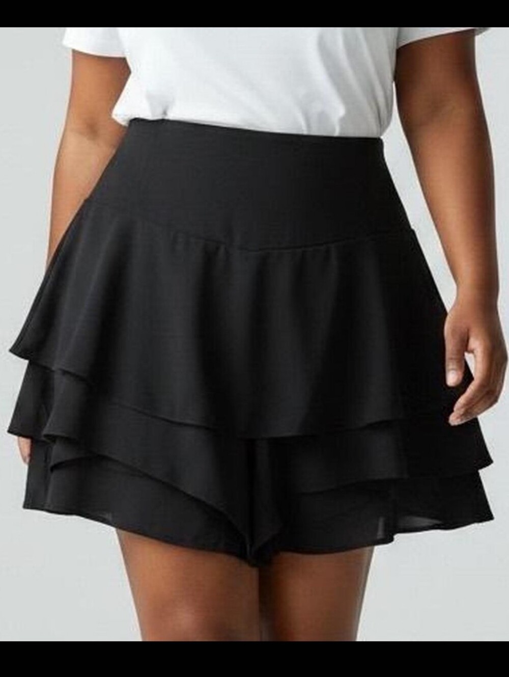 NWOT ELOQUII Plus Size Black Flouncy Ruffle Tiered Mini Skort Size 20